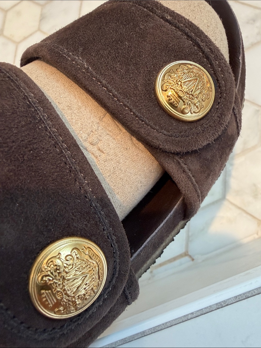 Veronica Beard Percey Dark Brown Suede Leather Slide Sandal Size 10 - Picture 11 of 12